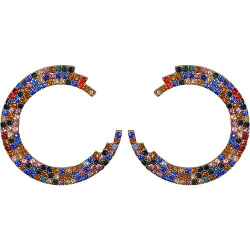 HYSECMAO Fashion Shiny Rhinestone Beads Charm Hoop Earrings for Women Retro Alloy Metal Earrings 2020 Korean Style Jewelry Gifts