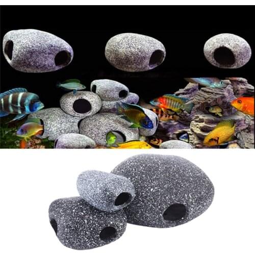 Stone Ceramic Cave Aquarium Fish Tank Pond Ornament Decoration Shrimp Breeding Ceramic Rock Cave Breeding Stone Decoration hole