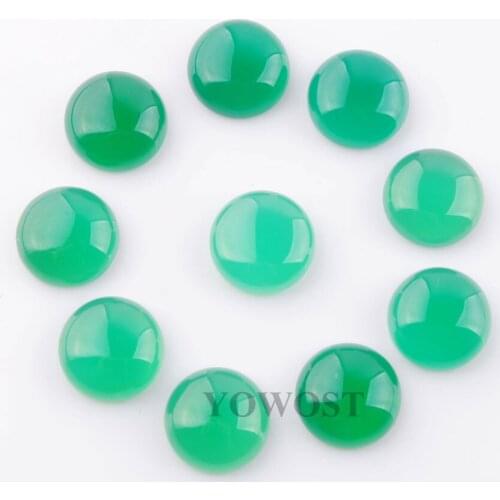 20Pcs 12mm naturelle Stones Round Flat Back Green Agates Cabochon CAB No Hole for Dangle Earrings Rings Jewelry findings QU3256