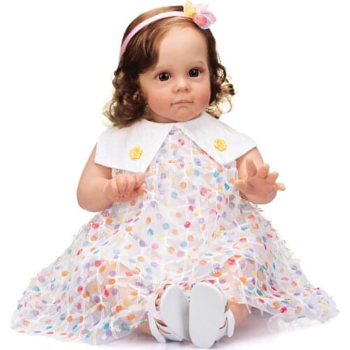 NPK DOLL 24 inch Handmade Bebe Reborn Toddler Maggie girl Lifelike Detailed Painted Rooted Long Curly hair doll toys gift