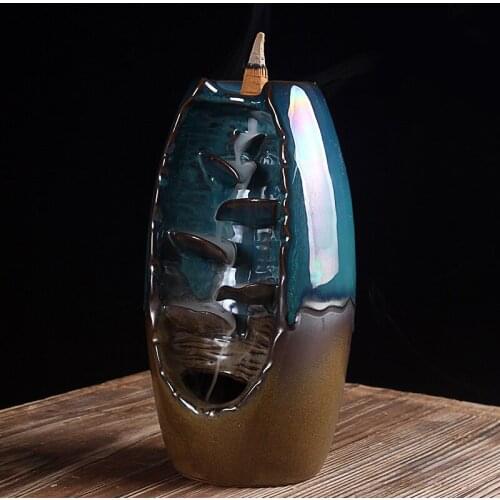 Creative Backflow Incense Burner,Ceramic Aromatherapy Furnace Lotus Smell Aromatic Home Office Incense Crafts Incense Holder