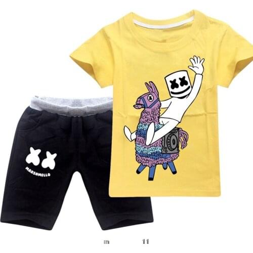 Summer Kids Clothes Marshmello 3d Print Suits Toddler Girls Sets Top+shorts 2pcs Sets Sports Suit Casual Baby Sets Boys Clothes