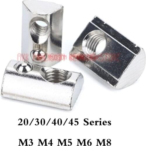 M3 M4 M5 M6 M8 Roll in Spring T-nut with Ball for Aluminum Extrusion with Profile 20/30/40/45 Series Aluminum Profile AXK nuts