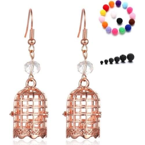Small Bird Cage DIY Locket Pendant Fashionable Essential Oil Diffuser Earrings