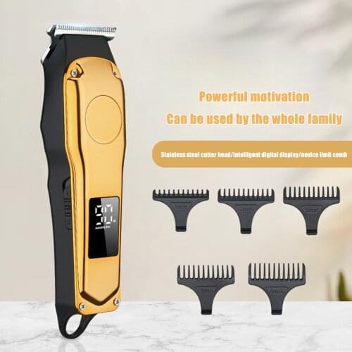Portable Hair Clipper USB Rechargeable Stainless Steel Trimmer for Men LCD Display Hair Trimmer Electric Beard Shaver