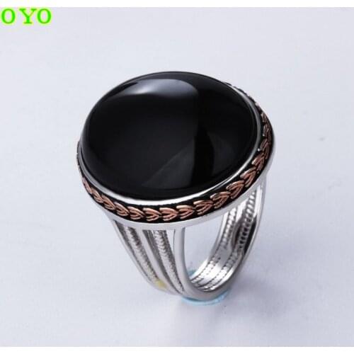 100%925 sterling silver male ring smooth round face ring