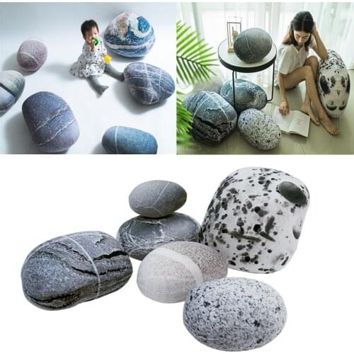 Sofa Pillow Soft Pebble Stone Pillow Simulated Stone Movie Props Creative Home Decor Pillow Back Cushion Toy Kids Birthday Gifts