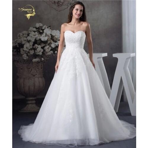 Jeanne Love Soft Tulle Sweetheart Wedding Dresses Perfect 2020 New Applique Lace Bridal Gown A Line Robe De Mariage JLOV75951