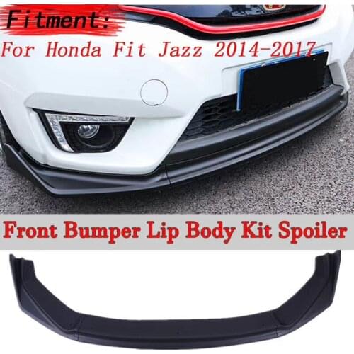 New 3Pcs Car Front Bumper Lip Body Kit Diffuser Protector Spoiler Splitter Lip Guard For Honda For Fit For Jazz 2014-2017