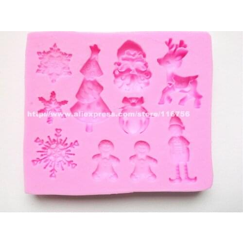 New! Free Shipping Christmas Santa Claus Shaped Silicone Mold Cake Decoration Fondant Cake 3D Mold Food Grade Silicone Mould 217