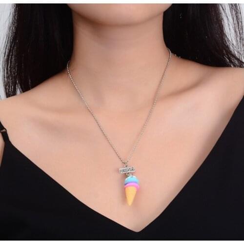New Necklace 2020 Ice Cream Pendant Necklace Dessert Necklace Cartoon Choker Jewelry for Women Wholesale Collares