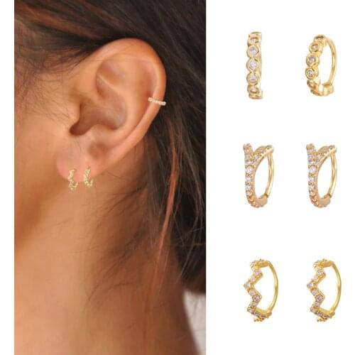 New Arrival 1PC CZ Hoop Cartilage Earring Stainless Steel Classic Small Stud Earrings Helix Ear Piercing Jewelry