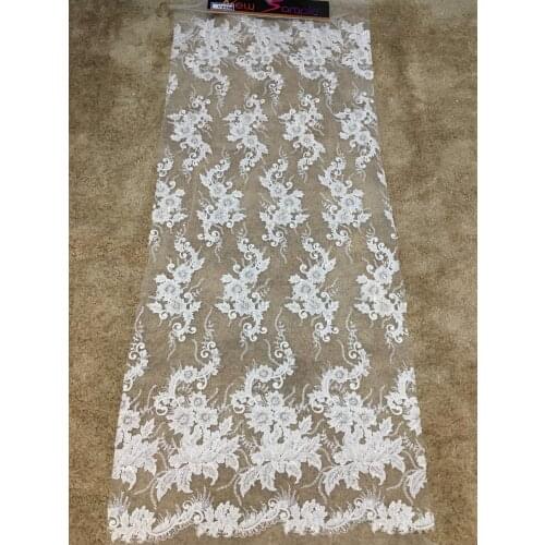 Wholesale Luxury Beaded Wish Sequins Embroidery Lace Fabric For Bridal Dress 10 Yards/ Lot