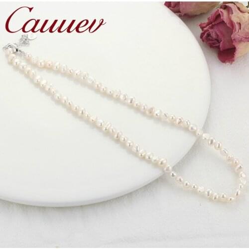 Cauuev Natural Freshwater Pearl Choker Necklace Baroque pearl Jewelry for Women wedding 925 Silver Clasp Wholesale 2020 trend