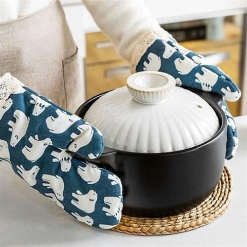 Anti-hot Gloves Thick Insulation Baking Barbecue Special Gloves Kitchen Oven Microwave Oven Anti-hot Kitchen Accessories