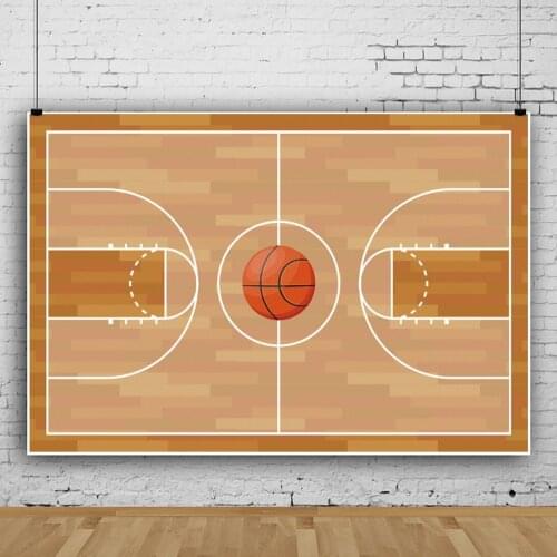 Simple Brown Basketball Court Portrait Photography Background Cloth Boys Birthday Party Decors Photo Backdrop Photocall