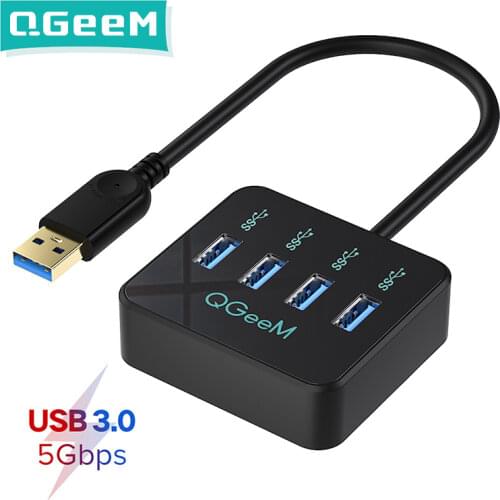 QGeeM USB Hub 3.0 Adapter USB Splitter for Xiaomi Notebook Macbook Pro 2015 iMac 4 Ports USB 3.0 Hub for PC Computer Accessories