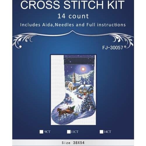 Christmas sock STYLE 8054 Counted Cross Stitch 14CT Handmade Cross Stitch Set Cross-stitch Kit Embroidery Needlework