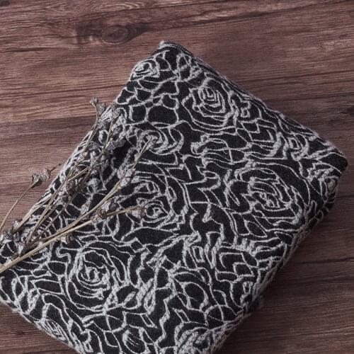 Wool patchwork Fall and Winter Thick Double-sided Colored Weaving fabric Rose jacquard fabrics High-end coats clothes tissus