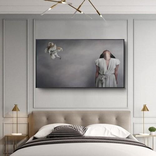 Nordic Abstract Girl Flower Bird Wall Art Canvas Painting Posters And Prints Vintage Wall Pictures For Living Room Home Decor