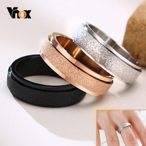 Vnox 6mm Spinner Ring for Women Men, Rotatable Sandblasting Stainless Steel Layered Finger Band, Stress Relief Jewel 2/3pcs Set