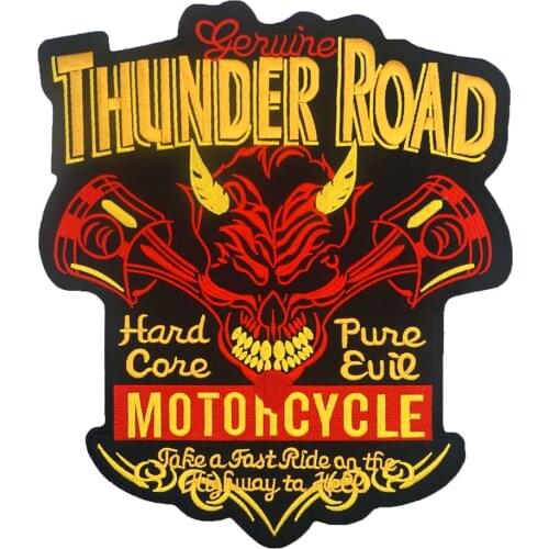 THUNDER ROAD large Embroidered backing punk biker Patches Clothes Stickers Apparel