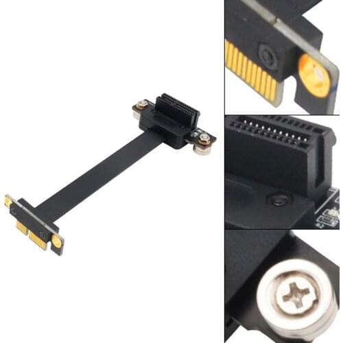 PCI-E 36PIN 1X Extension Cable with 12V/3.3V Power LED and Magnetic Foot Pad Dual Vertical 90 Degree Direction