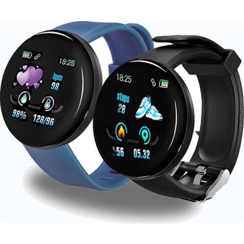 New product D18 smart watch mens and womens round screen color screen sports pedometer sleep monitoring heart rate watch