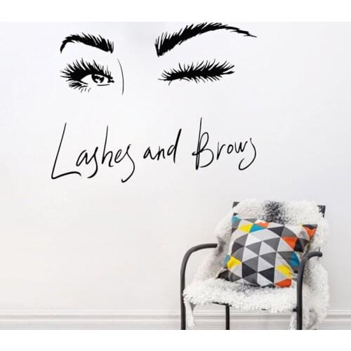 Sexy Girl Eyes Eyelashes Brows Beauty Salon Wink Stickers Vinyl Interior Removable Wall Mural Barber Shop Decorative PosterZW233