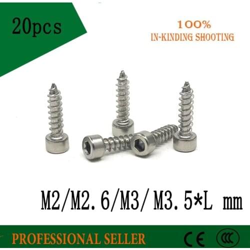 M2/M2.6/M3/M3.5 *L Hexagon Socket Screws Plate with nickel Wooden audio Furniture Sliding Door Self Tapping Screws Hardened