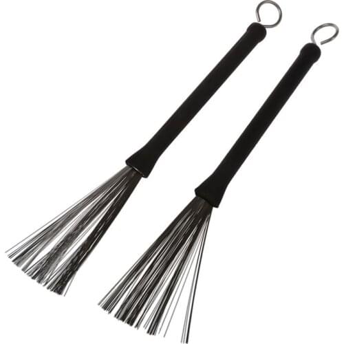 Wire Retractable Loop End Drum Brushes for Jazz Drum Stick Black(Pack of 2)