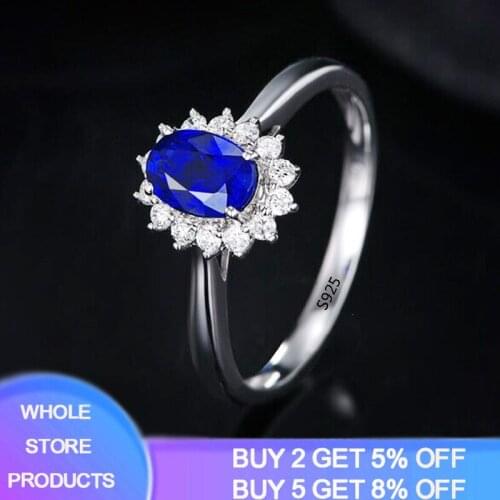 YANHUI Fashion 2.0ct Lab Sapphire Rings Women Wedding Engagement Jewelry Silver 925 Ring With Free Gift Box