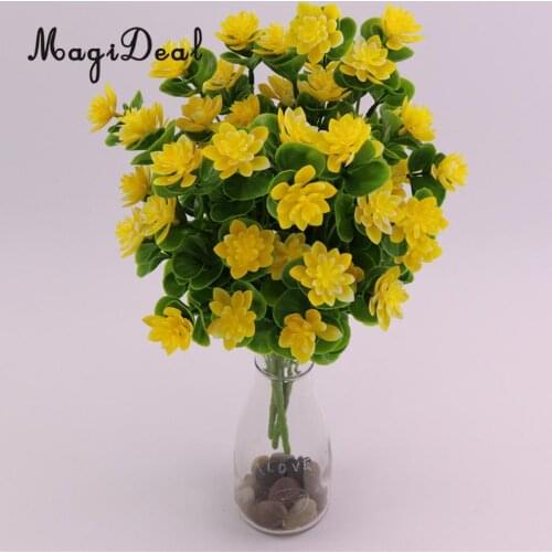 1 Bunch Camellia Artificial Fake Silk Flower Home Wedding Decoration Yellow