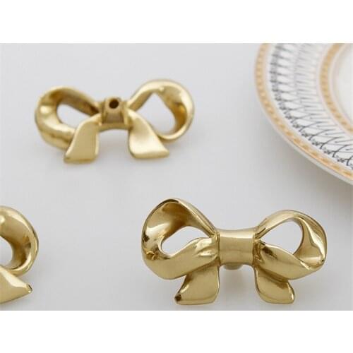 1Pc French Bowknot Handle Wardrobe Cabinet Door Drawer Dresser Brass Handles Furniture Knob Pulls DIY