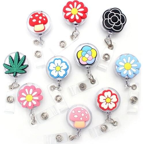 1 Pc Cute Silicon Little Flowers Retractable Pull Nurse Students Badge Reel ID Lanyard Name Tag Card Badge Holder Reels For KIDS