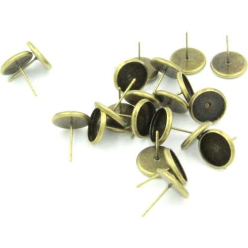 10pcs Fit 10mm Round Cabochon Bezel Tray Blank Earring Studs Base for Earring Jewelry Making