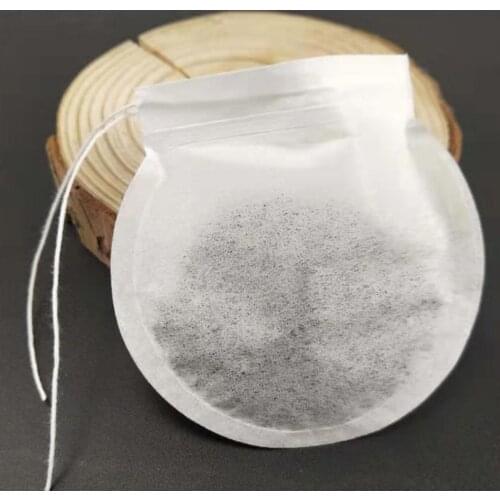 100pcs Disposable Round Wood Pulp Filter Paper Coffee Tea Bag Tea Pouch for Loose Leaf Tea Powder (6cm White)