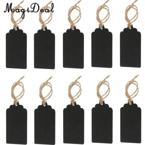 30 Pieces Mini Rectangle Wooden Blackboard Chalkboard Hanging Tags Chalk Board Memo Reminder