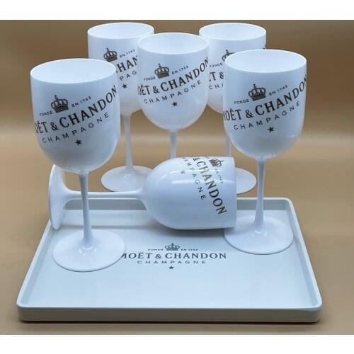 6pcs Acrylic Unbreakable Champagnes Wine Glasses Plastic Wine-Cups Party & Wedding Decoration White Champagne Glass