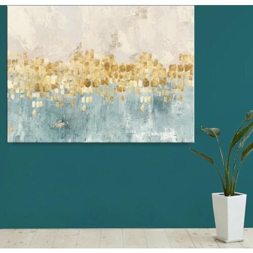 Abstract Gold Money Sea Wave Oil Painting on Canvas Poster Modern Art Wall Picture for Living Room Bedroom decor Cuadros