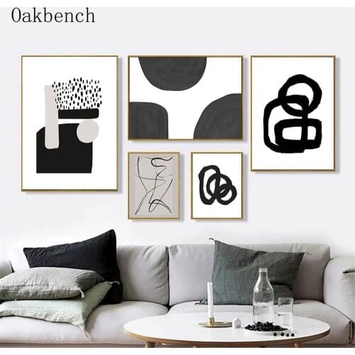 Abstract Poster Prints Black And White Wall Art Canvas Painting Geometry Art Posters Modern Wall Paintings For Living Room Decor