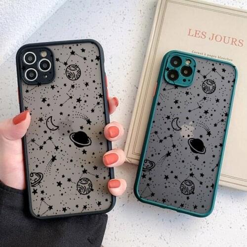 Phone Case Cover for IPhone 11 X XR XS SE2 6 7 8 Plus Transparent Camera Protection Coque for Iphone 12 Space Planet Stars Funda