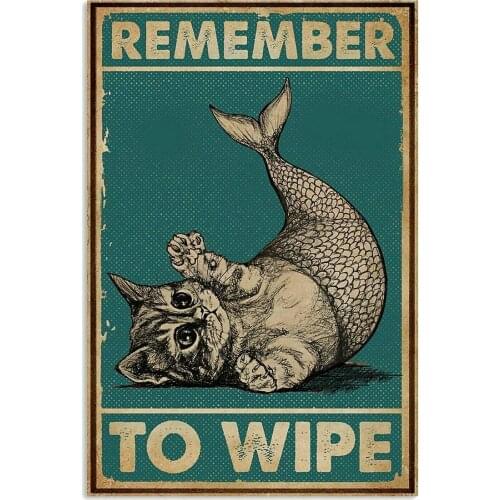 Egyptian Cat Who Reminder To Clean Up The Mermaid Vertical Retro Metal Tin Sign Bar Club New Bathroom Wall Light