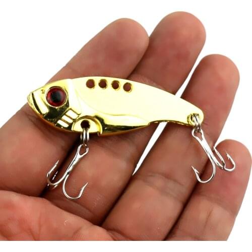 HENGJIA 4PCS 5.5CM-11G-8# Hook Metal VIB Fishing Bait Vibrator Lure Bait Spoon Metal Fishing Tackle