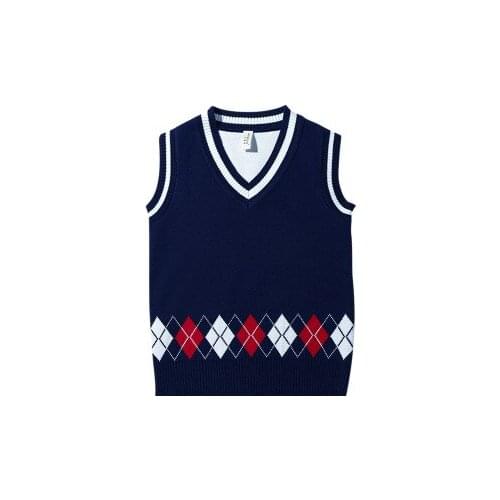 3-12yrs Kids clothes autumn winter knitted waistcoats cotton v-neck boys sweater vest girls students uniform clothing wear