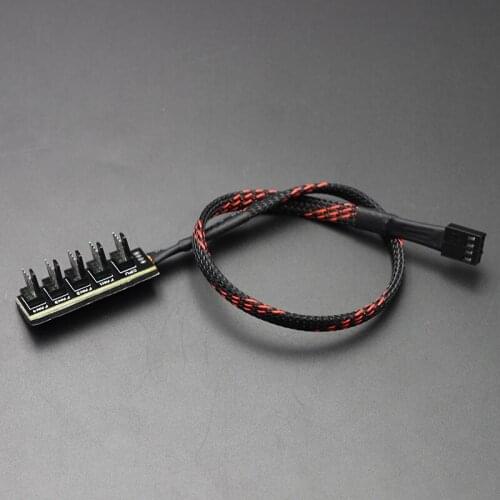 Case PC Cooler Fan Power Cable 1 Female to 4 /5 Male 4Pin Socket Fan Hub Splitter Cable for 3Pin&4Pin PWM Cooling Fan