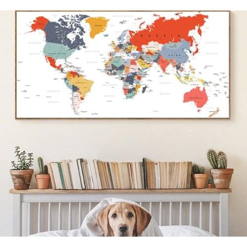 World Map Decorative Picture Canvas Vintage Poster Nordic Wall Art Print Large Size Painting Modern Study Office Room Decoration