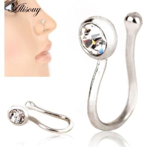 Alisouy 1pc Alloy Copper False nose Ring Earring Body Piercing Fake Septum Rings And Studs Fake Nose Rings For Women Body Clip