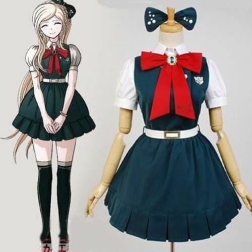 Super Dangan Ronpa 2 Sonia Nevermind Cosplay Costume Dark Blue Dress Skirt Custom Made