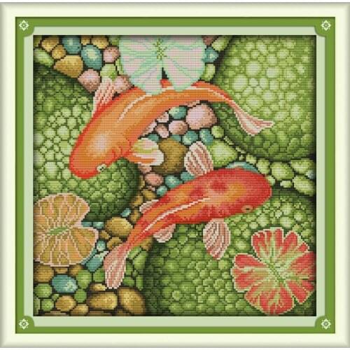 The Red Carp Chinese Print Pattern Cross Stitch Diy Embroidered Needlework Sets Counting Pattern On Canvas Dmc 14ct Animal Fish
